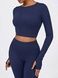 Damski sportowy zestaw do fitnessu z imitacją bielizny, rashguard i legginsy bez push-upu, Crush Armor, (ciemnoniebieski), S