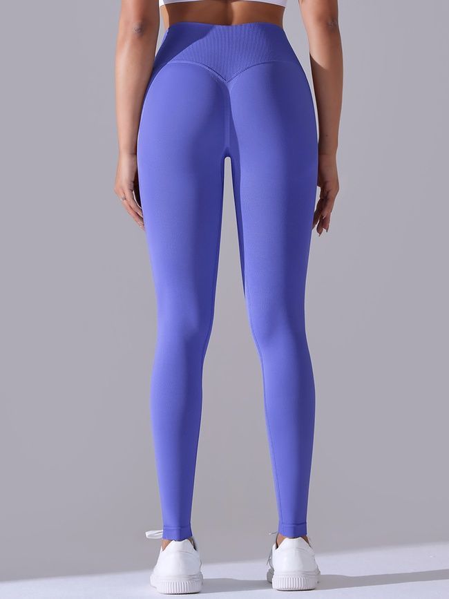Women's push-up fitness leggings with V-belt, V-shape, (violet), S