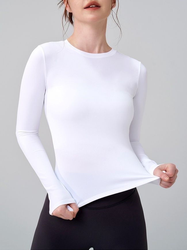 Longsleeve women's sweater with narrow neckline, Active Base, (white), S