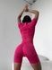 Women's fitness two-piece set - seamless crop-top and shorts with push-up, Classic, (pink), S