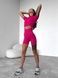 Women's fitness two-piece set - seamless crop-top and shorts with push-up, Classic, (pink), S