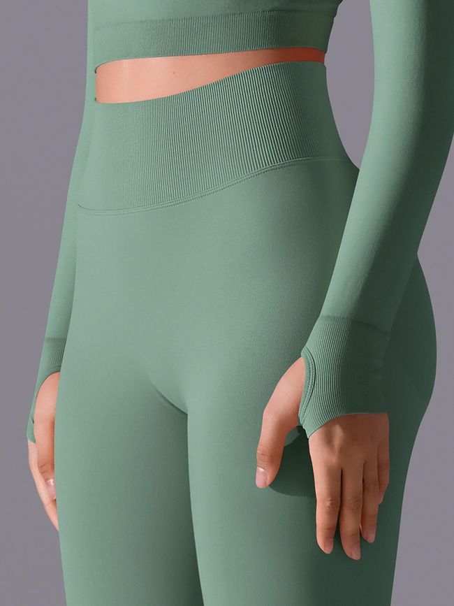 Damskie legginsy &bdquo;Base&rdquo; z push-up, bezszwowe, sportowe do fitnessu (jasnozielony), S