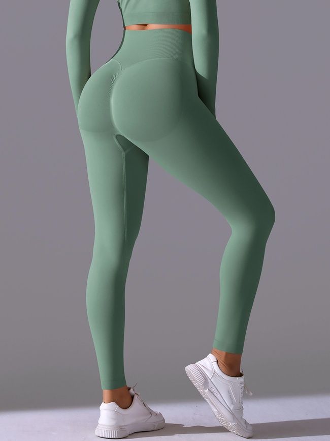 Damskie legginsy &bdquo;Base&rdquo; z push-up, bezszwowe, sportowe do fitnessu (jasnozielony), S
