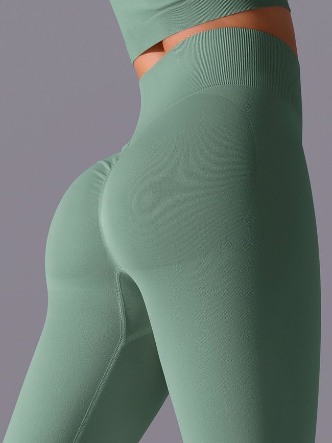 Damskie legginsy &bdquo;Base&rdquo; z push-up, bezszwowe, sportowe do fitnessu (jasnozielony), S