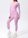 Trzyczęściowy komplet "Basic Fit Long" - legginsy, top, rashguard, damski kostium sportowy do fitnessu, (r&oacute;żowy), S