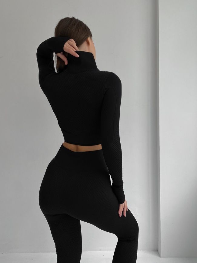 Komplet sportowy trzyelementowy: legginsy, top, rashguard, Euphoria, (czarny), S