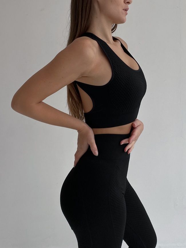 Komplet sportowy trzyelementowy: legginsy, top, rashguard, Euphoria, (czarny), S