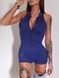 Women's fitness jumpsuit with zipper, shorts-style, and open back, Shadow Fit, (dark blue), L