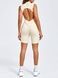 Women's fitness jumpsuit with a zipper, open back and exposed seams, Sculpt Fit, (champagne), S