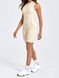 Women's fitness jumpsuit with a zipper, open back and exposed seams, Sculpt Fit, (champagne), S