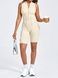 Women's fitness jumpsuit with a zipper, open back and exposed seams, Sculpt Fit, (champagne), S