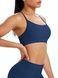 Women's sports top "Basic Cross" with removable push-up cups for fitness, (dark blue), S