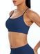Women's sports top "Basic Cross" with removable push-up cups for fitness, (dark blue), S