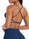 Women's sports top "Basic Cross" with removable push-up cups for fitness, (dark blue), S