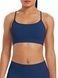 Women's sports top "Basic Cross" with removable push-up cups for fitness, (dark blue), S