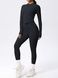 Three-piece set "Basic Fit Long" - leggings, top, rashguard, women's fitness tracksuit, (black), S