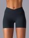 Damskie bezszwowy sportowe szorty z push-up do fitnessu z paskiem klinowym, V-shape, (czarny), M