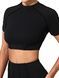 Damski dwuczęściowy komplet sportowy do fitnessu, ze szwami zewnętrznymi, crop top i szorty, Sculpt Armor, (czarny), S