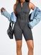 Women's fitness jumpsuit with a zipper, open back and exposed seams, Sculpt Fit, (grey), S