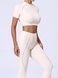 Women&rsquo;s fitness sports set with external seams, crop top and leggings, Sculpt Shape, (champagne), S