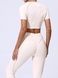 Women&rsquo;s fitness sports set with external seams, crop top and leggings, Sculpt Shape, (champagne), S