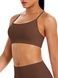 Women's sports top "Basic Cross" with removable push-up cups for fitness, (chocolate), S