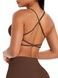 Women's sports top "Basic Cross" with removable push-up cups for fitness, (chocolate), S