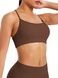 Women's sports top "Basic Cross" with removable push-up cups for fitness, (chocolate), S