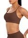 Women's sports top "Basic Cross" with removable push-up cups for fitness, (chocolate), S