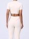 Damski sportowy zestaw do fitnessu z widocznymi szwami, crop top i legginsy, Sculpt Shape, (szampański), L
