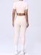 Damski sportowy zestaw do fitnessu z widocznymi szwami, crop top i legginsy, Sculpt Shape, (szampański), L