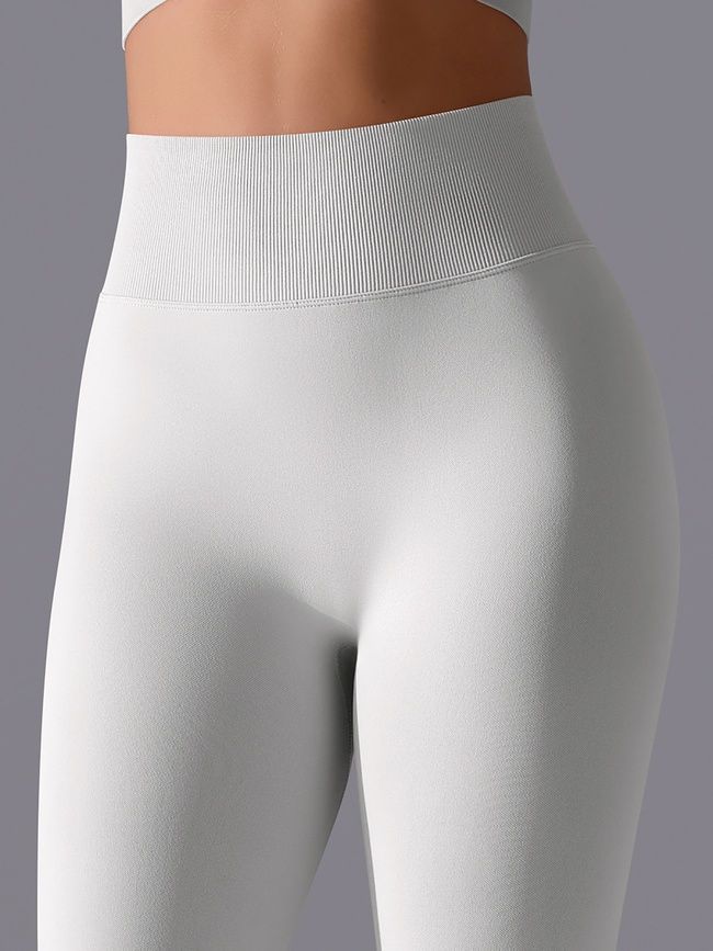 Damskie legginsy &bdquo;Base&rdquo; z push-up, bezszwowe, sportowe do fitnessu (biało-szary), S