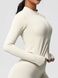 Rashguard z długim rękawem i zamkiem błyskawicznym, bazowa damska bluza sportowa do fitnessu, Basic Fit, (kość słoniowa), S