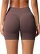 Damskie bezszwowy sportowe szorty z push-up do fitnessu z dopasowanym paskiem, Elastic, (czekoladowy), XS