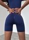 Women's fitness two-piece set - seamless crop-top and shorts with push-up, Classic, (dark blue), S