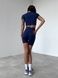Women's fitness two-piece set - seamless crop-top and shorts with push-up, Classic, (dark blue), S