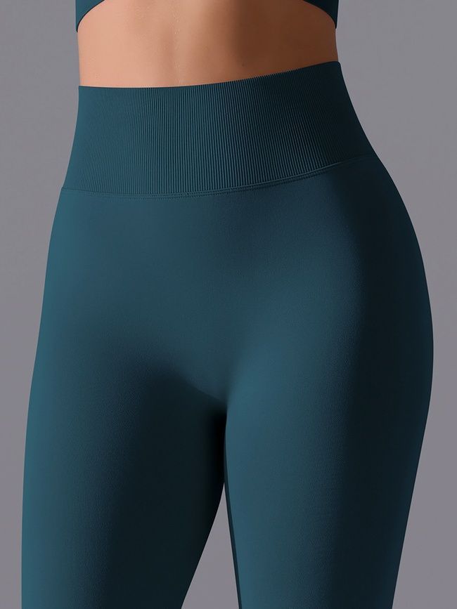 Damskie legginsy &bdquo;Basic&rdquo; z push-up, bezszwowe, sportowe do fitnessu (ciemny szmaragdowy), S