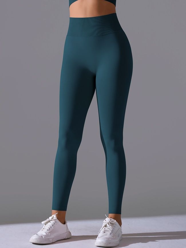 Damskie legginsy &bdquo;Basic&rdquo; z push-up, bezszwowe, sportowe do fitnessu (ciemny szmaragdowy), S