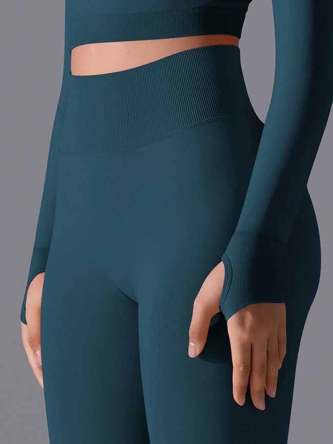 Damskie legginsy &bdquo;Basic&rdquo; z push-up, bezszwowe, sportowe do fitnessu (ciemny szmaragdowy), S