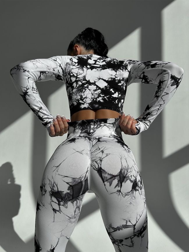 Komplet sportowy, dw&oacute;jka: rashguard i legginsy z push-up, Storm, (biały i czarny), S