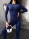 Women&rsquo;s fitness jumpsuit with zipper, long sleeves and leggings, Shadow Form, (dark blue), S