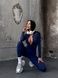 Women&rsquo;s fitness jumpsuit with zipper, long sleeves and leggings, Shadow Form, (dark blue), S