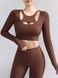 Damski rashguard sportowy z push-up i wyjmowanymi miseczkami, Balance, (czekoladowy), L