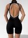 Damski skr&oacute;cony kombinezon sportowy do fitnessu z odkrytymi plecami i szwami, Sculpt Curve, (czarno-biały), S