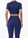 Women&rsquo;s fitness sports set with external seams, crop top and leggings, Sculpt Shape, (dark blue), S