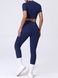 Women&rsquo;s fitness sports set with external seams, crop top and leggings, Sculpt Shape, (dark blue), S