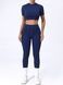 Women&rsquo;s fitness sports set with external seams, crop top and leggings, Sculpt Shape, (dark blue), S
