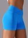 Damskie bezszwowy sportowe szorty z push-up do fitnessu z paskiem klinowym, V-shape, (jasny niebieski), S