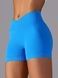 Damskie bezszwowy sportowe szorty z push-up do fitnessu z paskiem klinowym, V-shape, (jasny niebieski), S