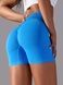 Damskie bezszwowy sportowe szorty z push-up do fitnessu z paskiem klinowym, V-shape, (jasny niebieski), S